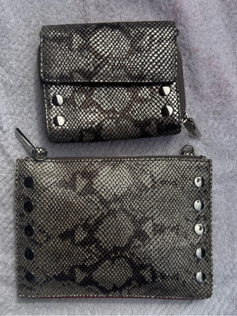 Hammitt Lucas Metallic Snakeskin Wallet Crossbody Clutch Silver - Picture 16 of 16